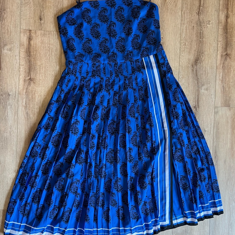 Banana Republic Royal Blue Dress with Black Floral Design - Picture 2 of 3